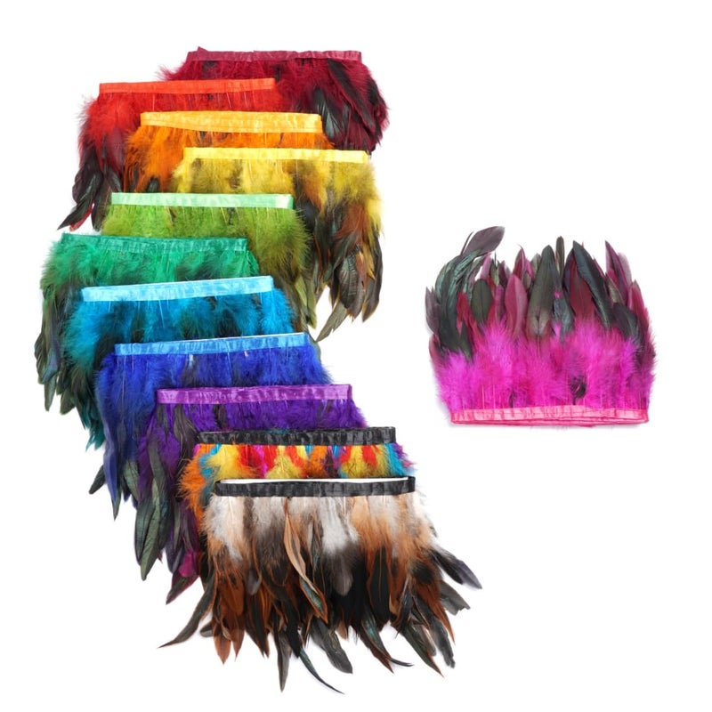 Shekyeon 2yards Rooster Feather Fringe Trim for Costume Decoration (Black) - Image 4